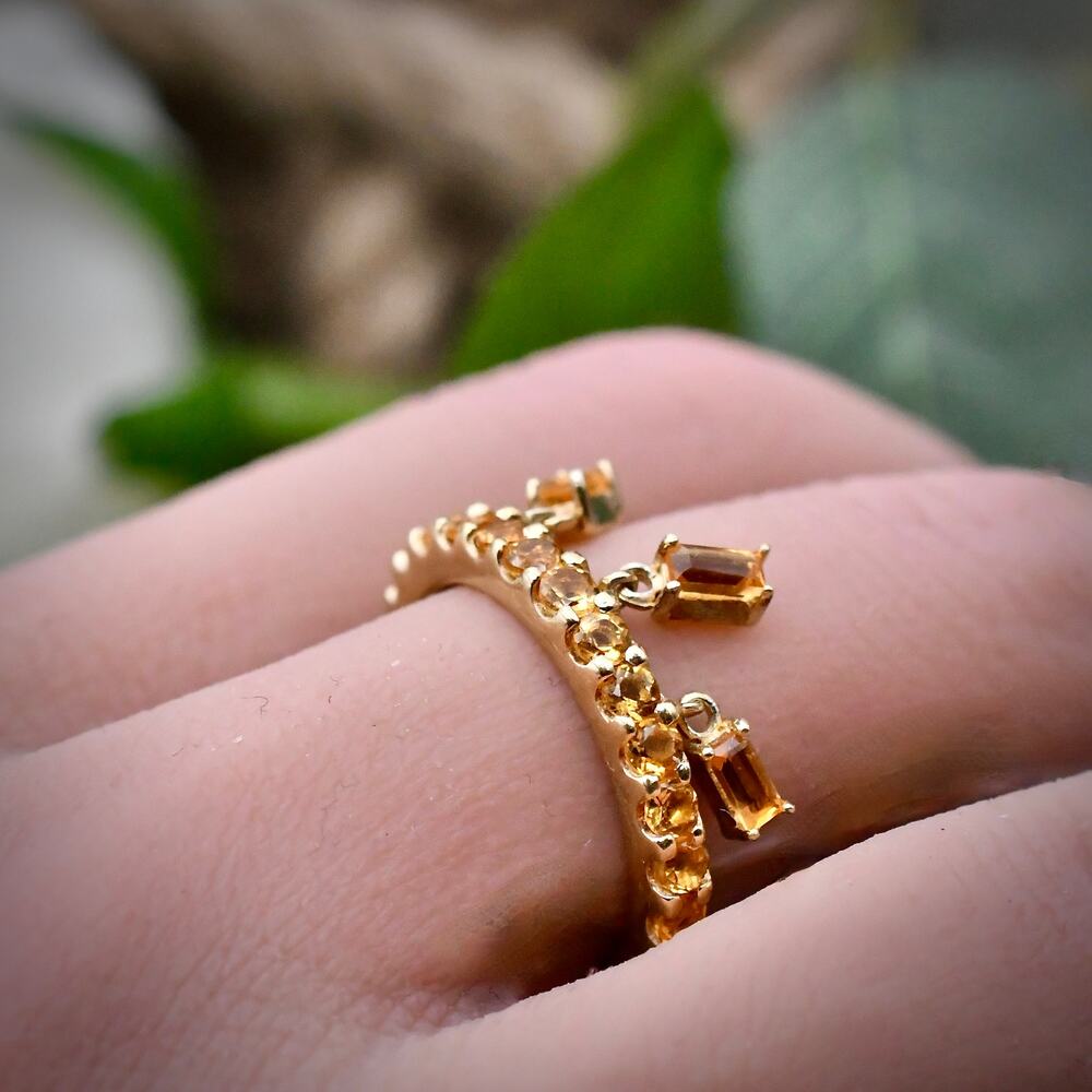 BBJ Bangkok Ratnaraj Sterling Silver Citrine Eternity Charm Ring Size 7 925